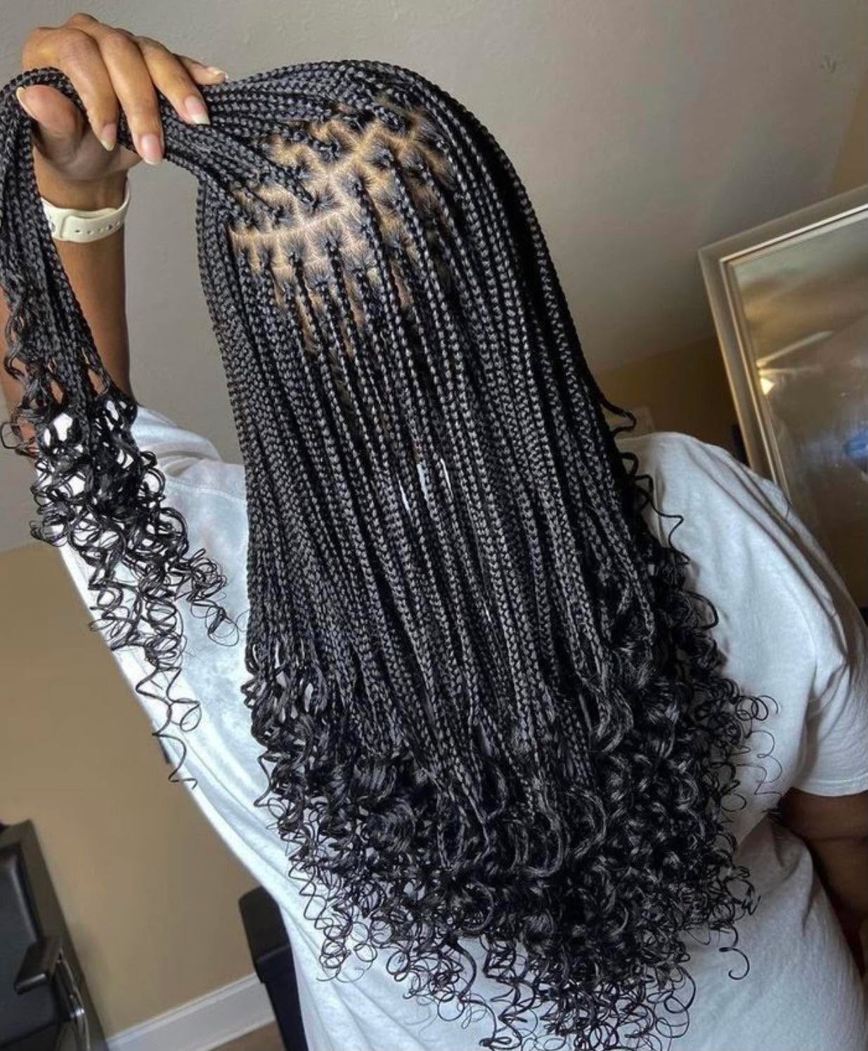 Boho Box Braids with Curly Ends