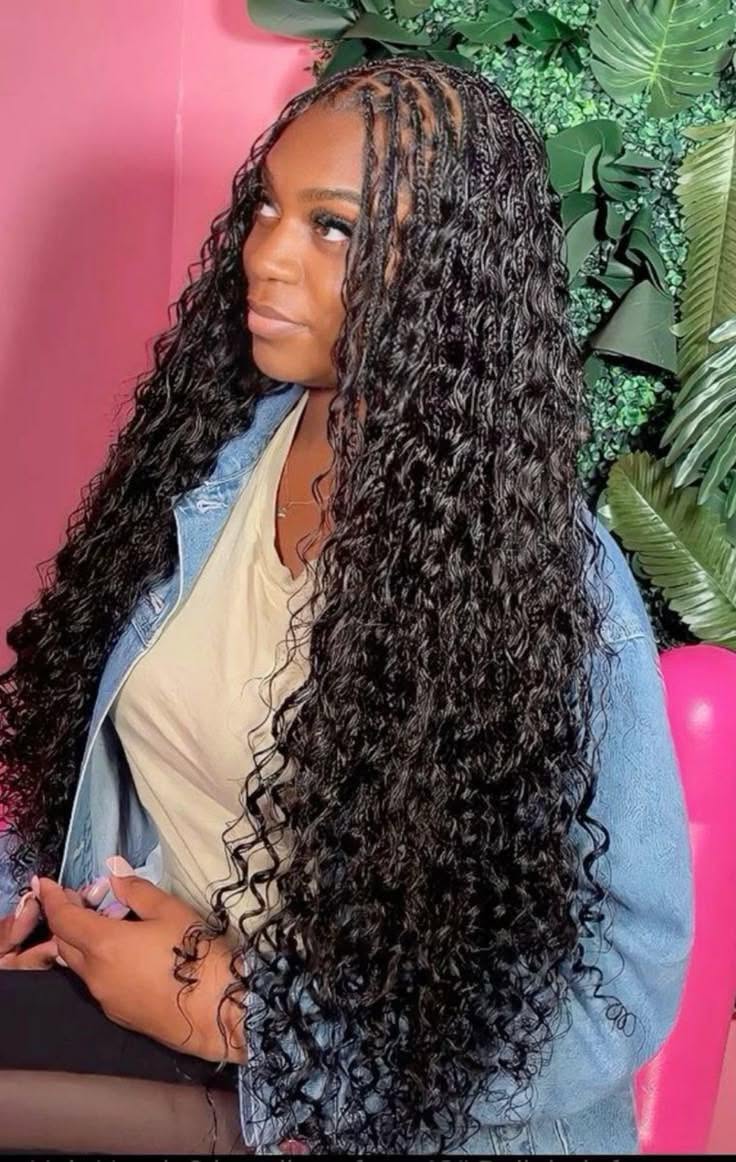 Long Wavy Knotless Braids